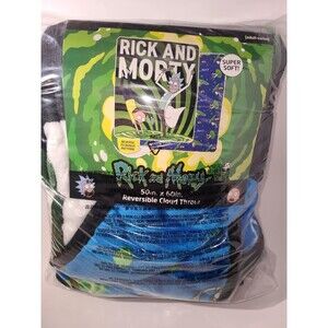 Rick & Morty Reversible Throw 50" x 60" RARE SOLD OUT 2 Designs in Blanket NEW